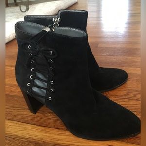 Adrienne Vittadini heeled black boots lace up side 9